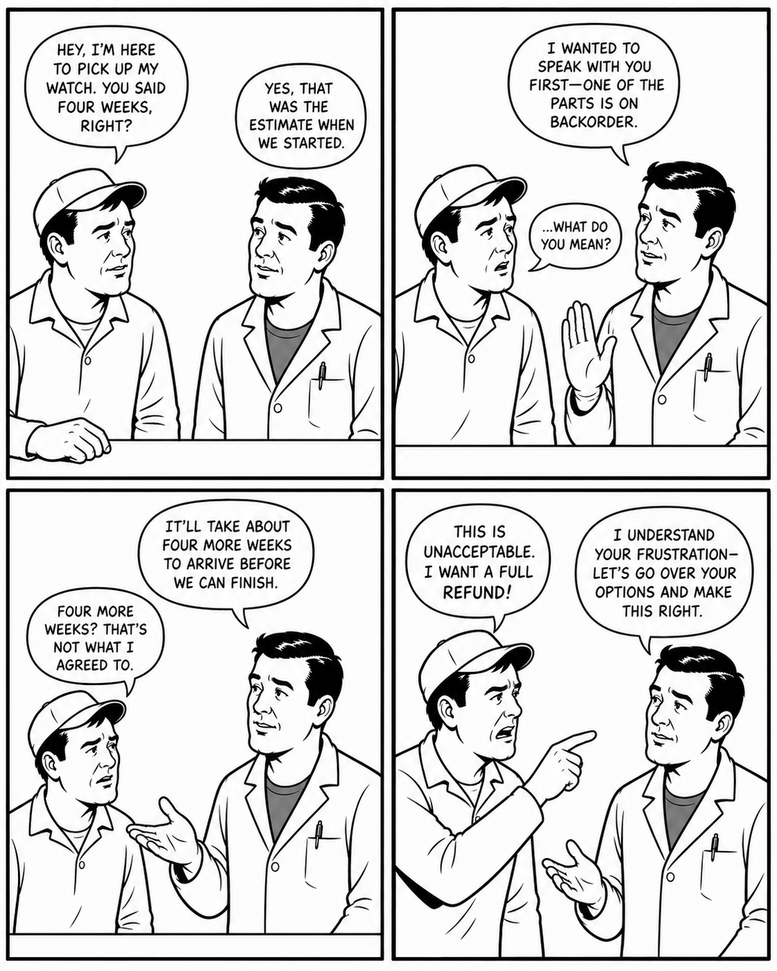 When the Part Is on Backorder: A Communication Protocol for Independent Watchmakers
