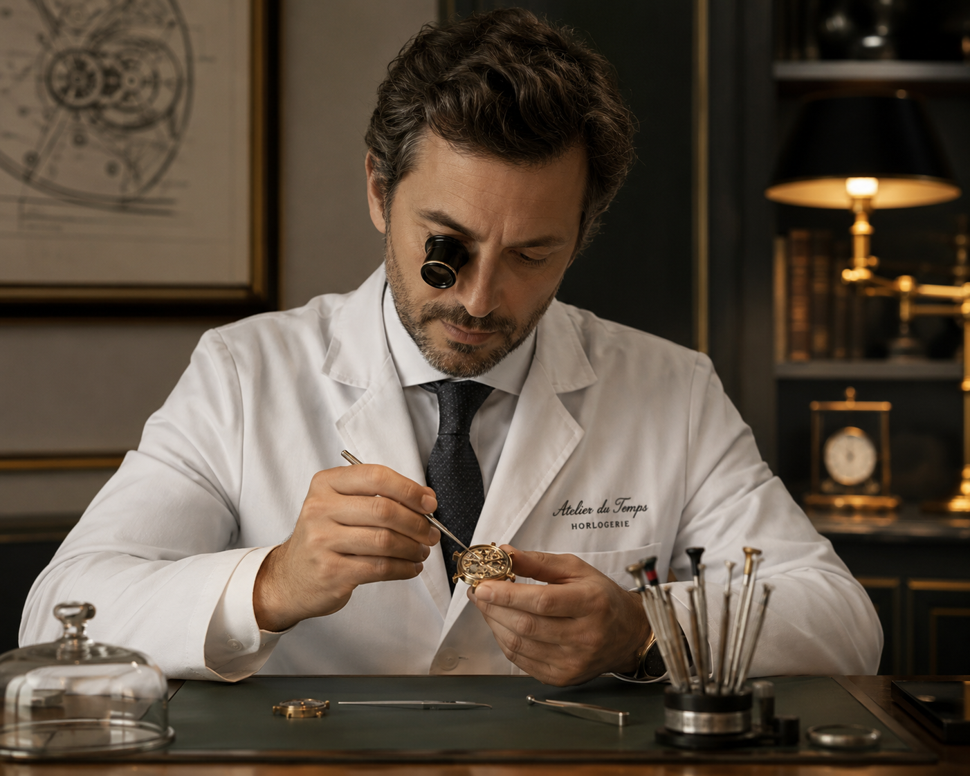 watchmaker wearing a tie